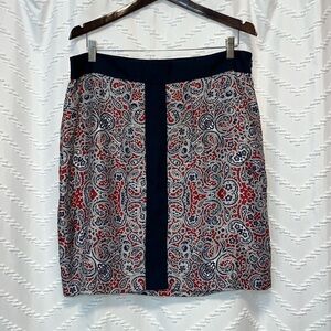 Brooks Brothers silk paisley print skirt navy